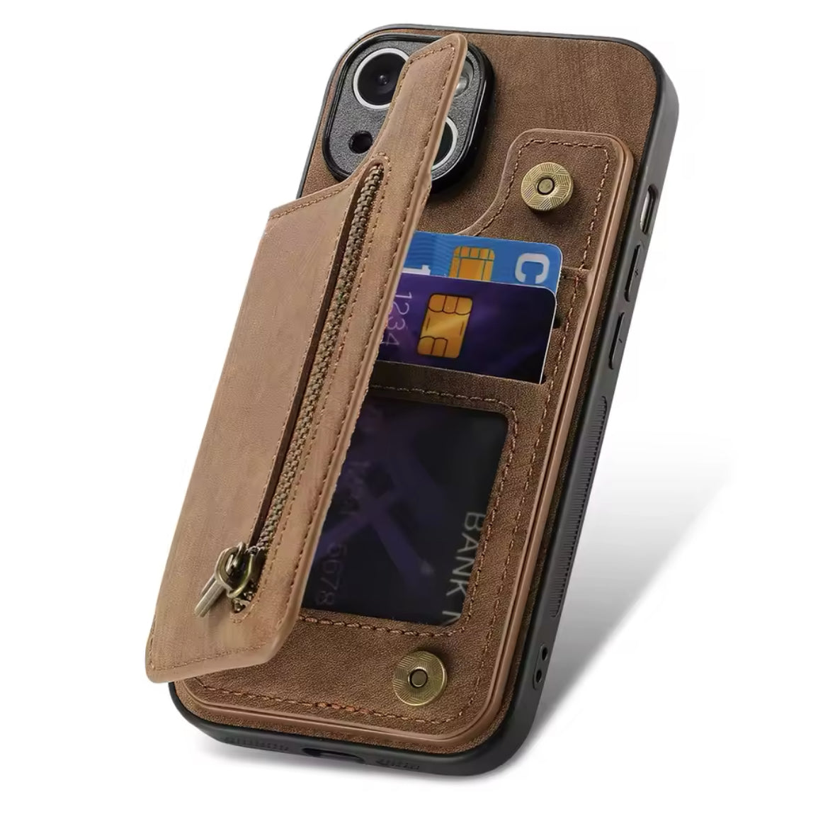 2 in 1 Wildleder iPhone Hülle mit Geldbörse
