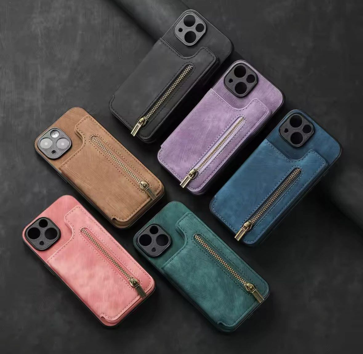 2 in 1 Wildleder iPhone Hülle mit Geldbörse