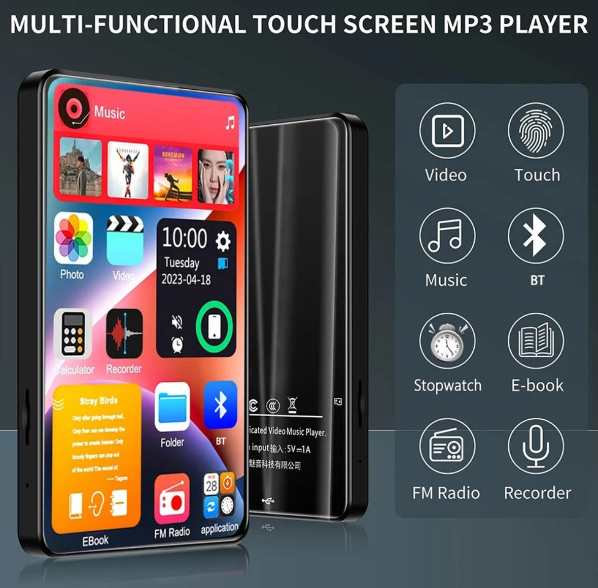 Touch gesteuerter Multifunktionaler MP3 Player