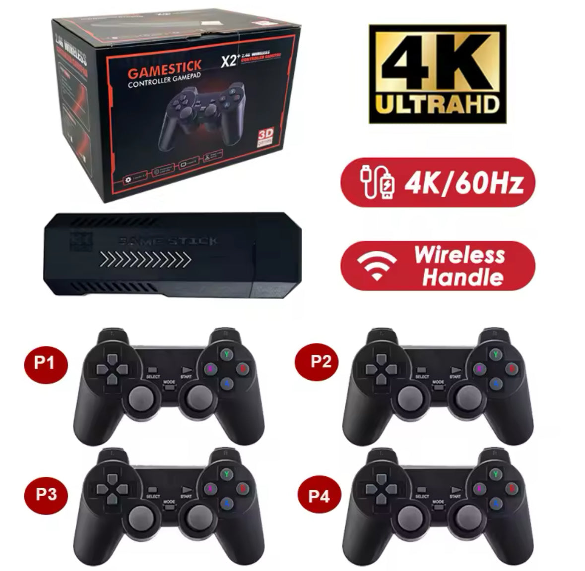 1-4 Spieler 4K UHD Retro Spiel Konsole