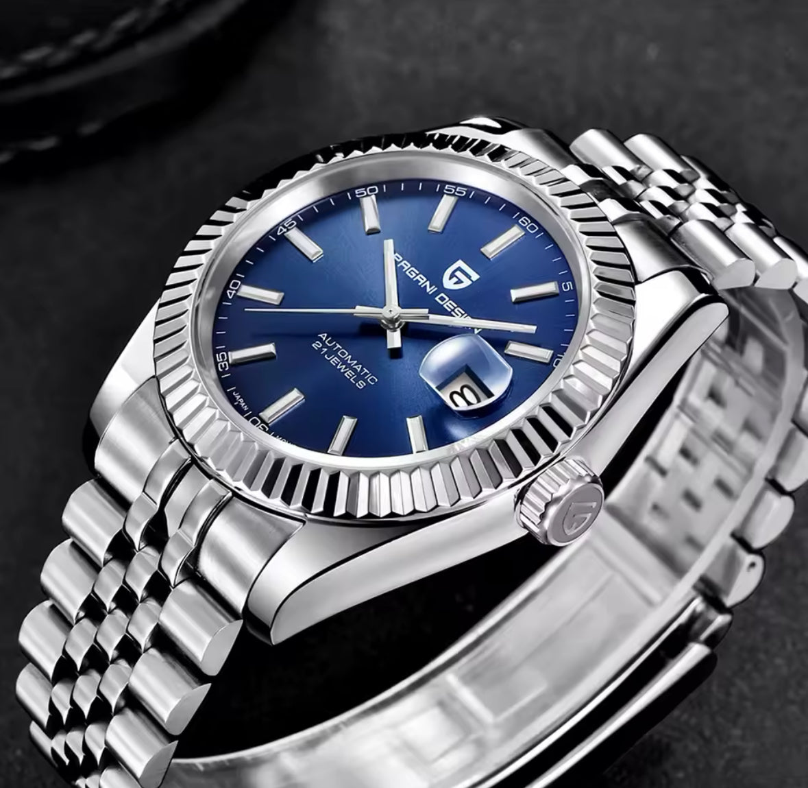 Luxus Edelstahl Automatik Uhr mit Datum
