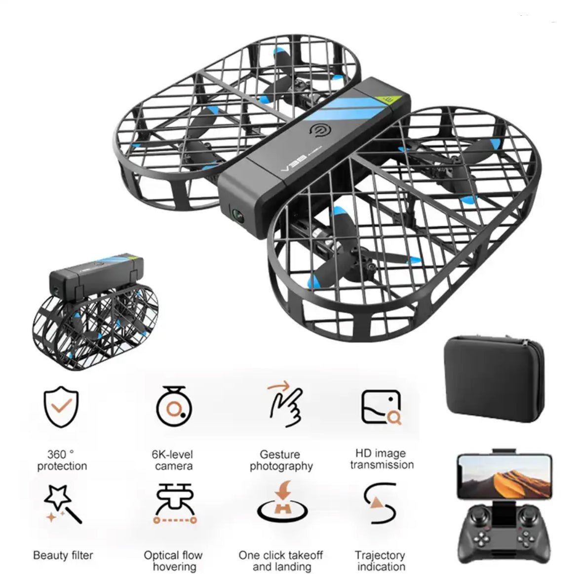 V38 Pro RC Drohne mit 6K UHD Kamera