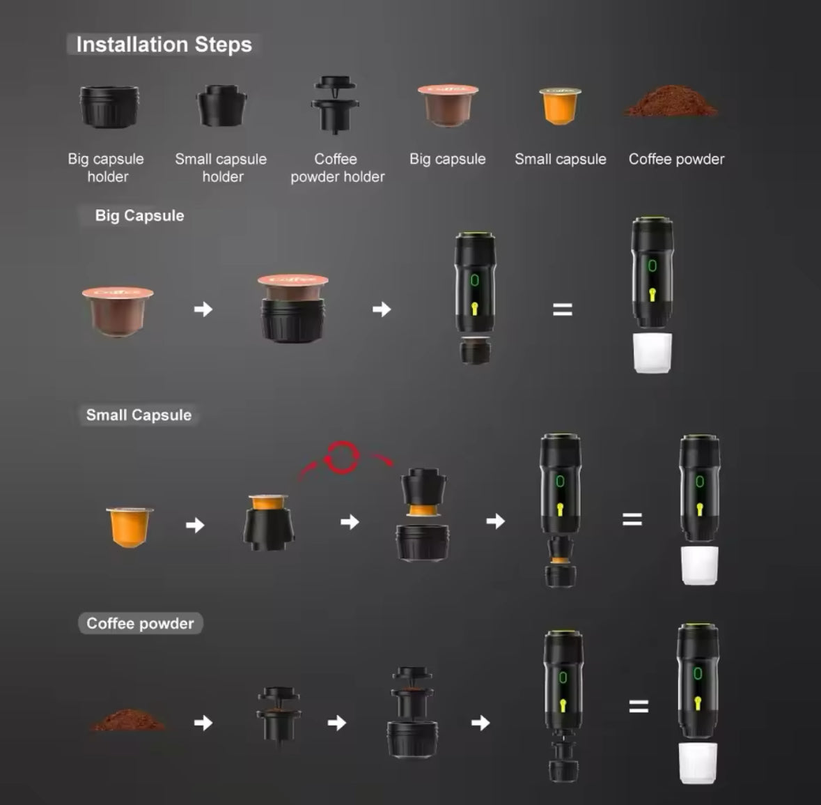 Mobile Espresso Maschine mit Heizfuntkion