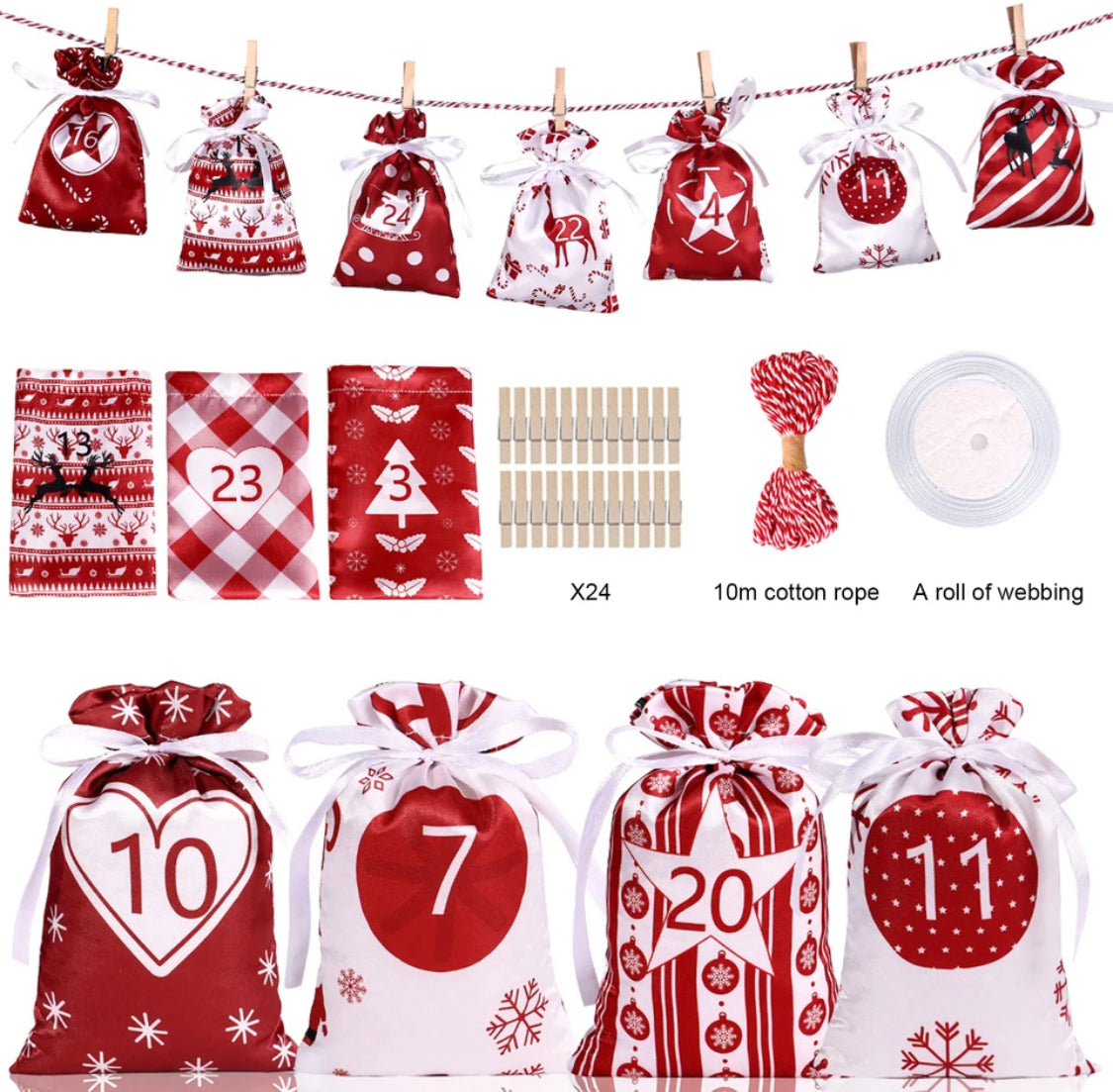 24 Adventskalender Beutelchen