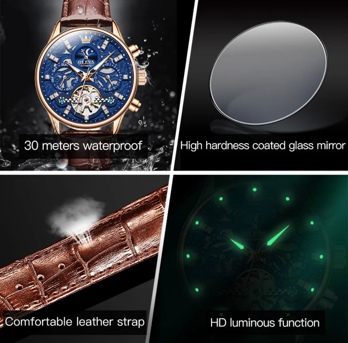 Automatik Mondphasen Skeleton Uhr