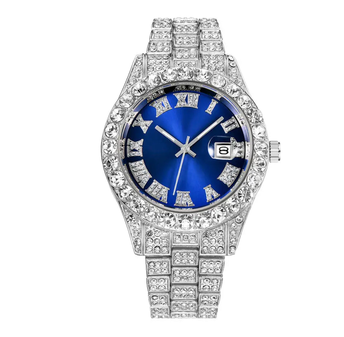 Iced Out Quarz Uhr Rund