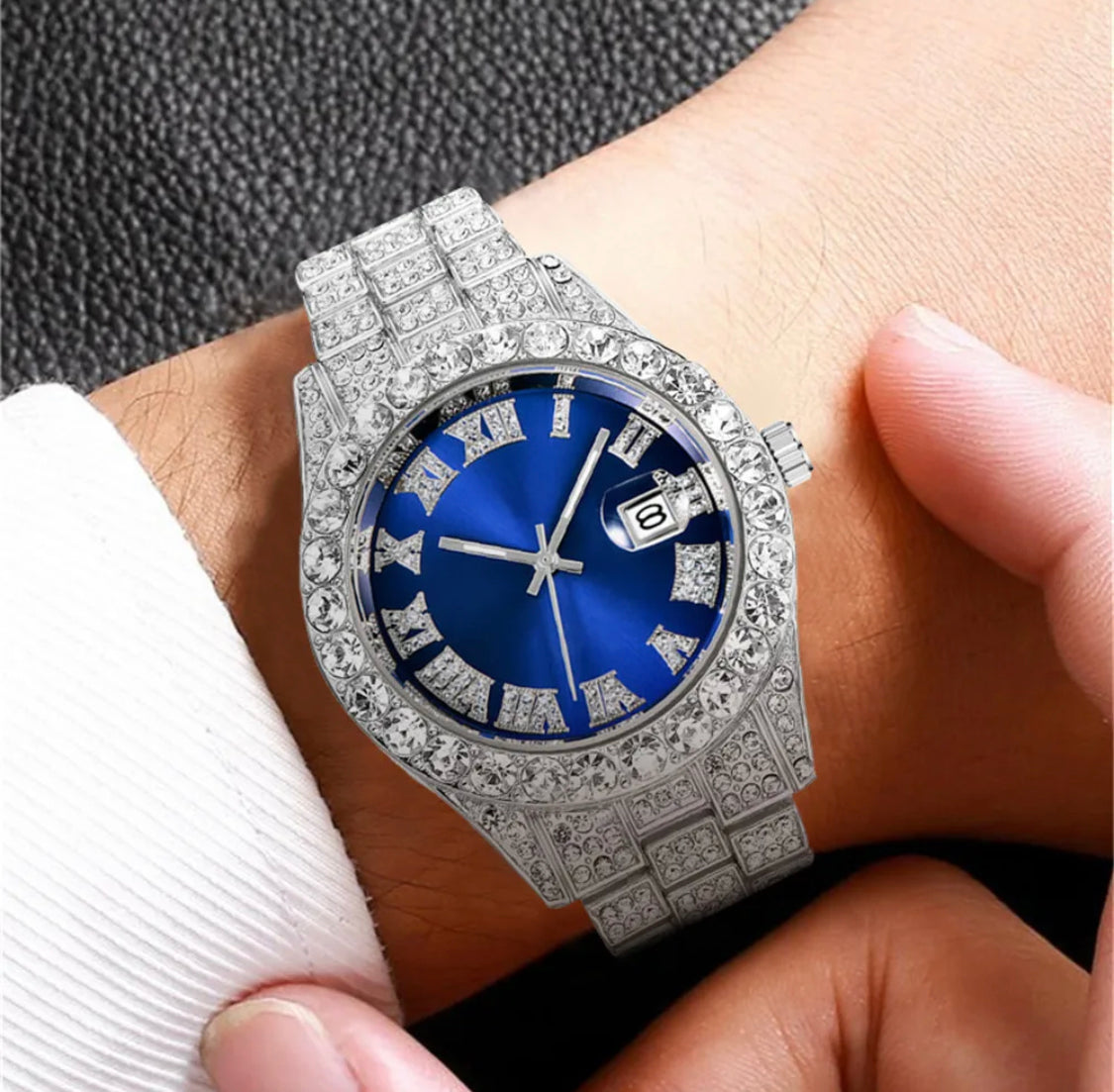 Iced Out Quarz Uhr Rund