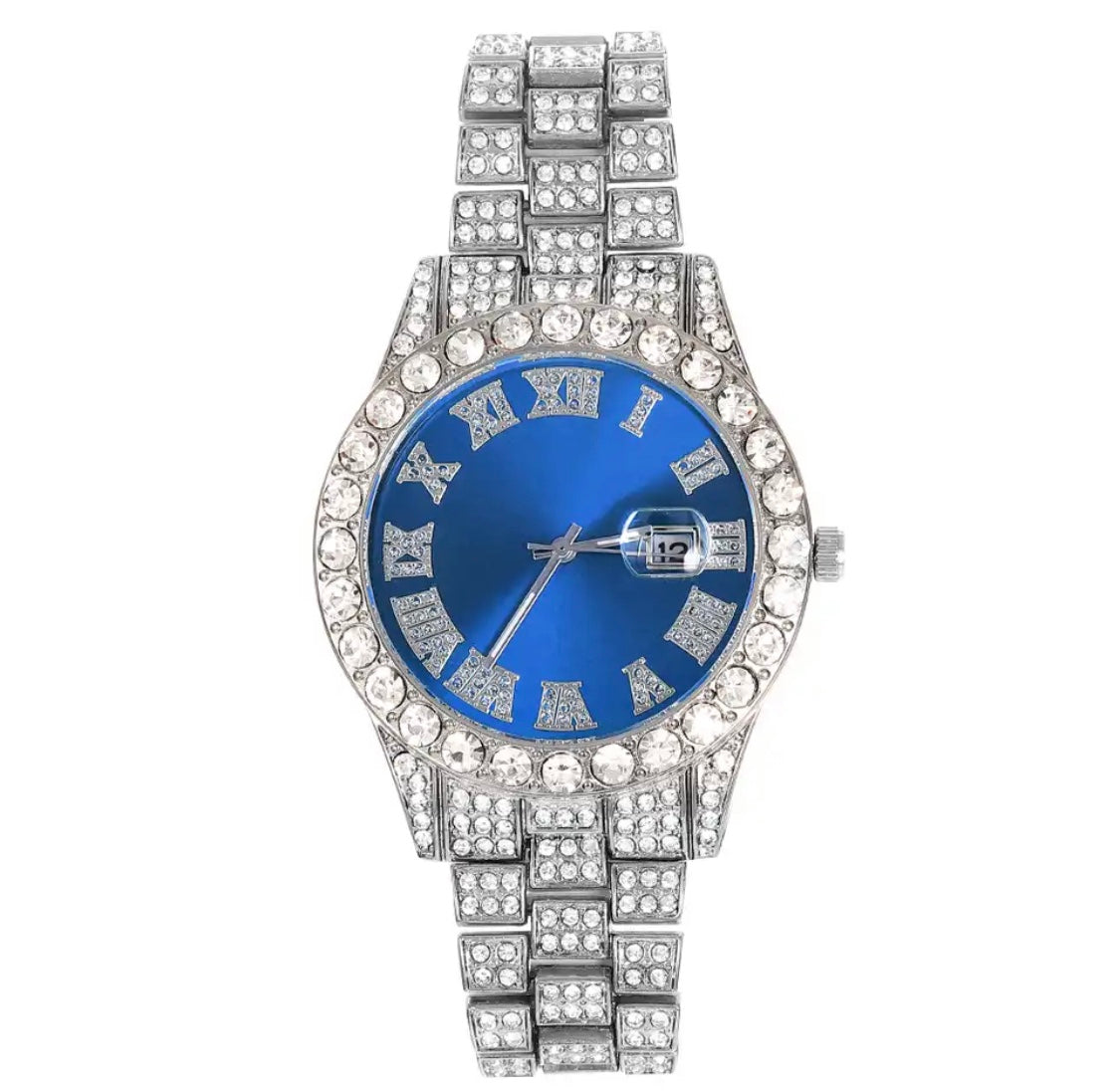 Iced Out Quarz Uhr Rund