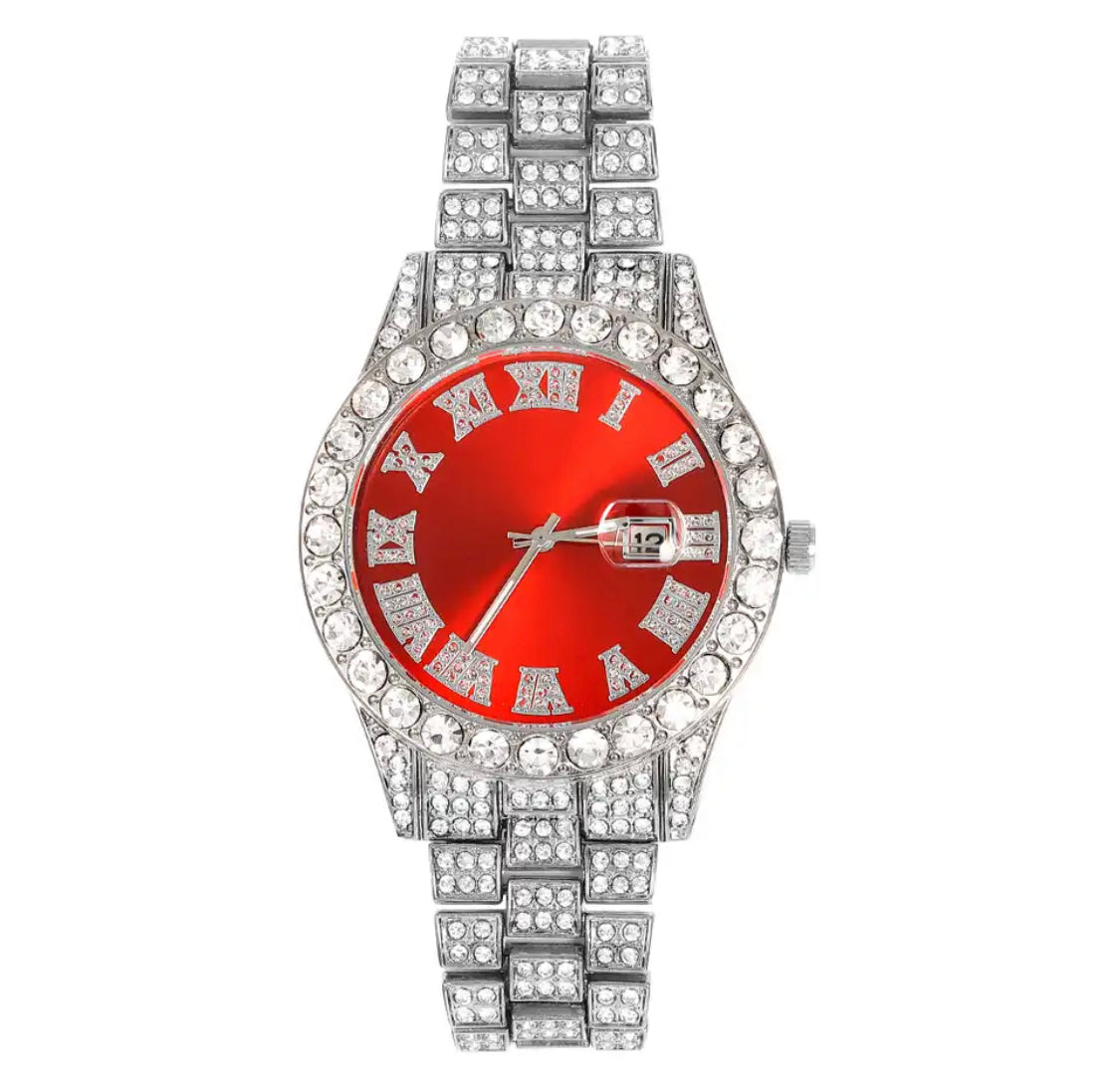 Iced Out Quarz Uhr Rund