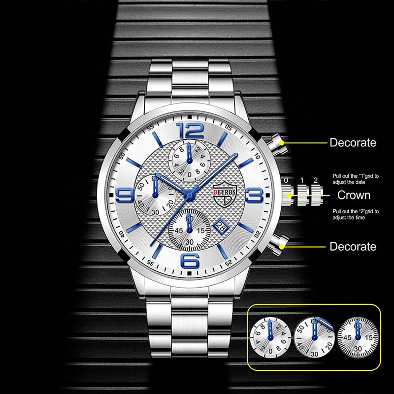 Business Uhr Quarz Stahl Band
