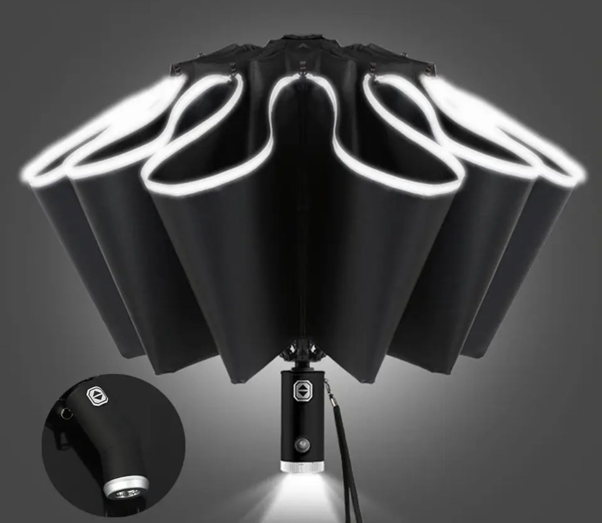 Faltbarer Regenschirm mit integriertet Taschenlampe