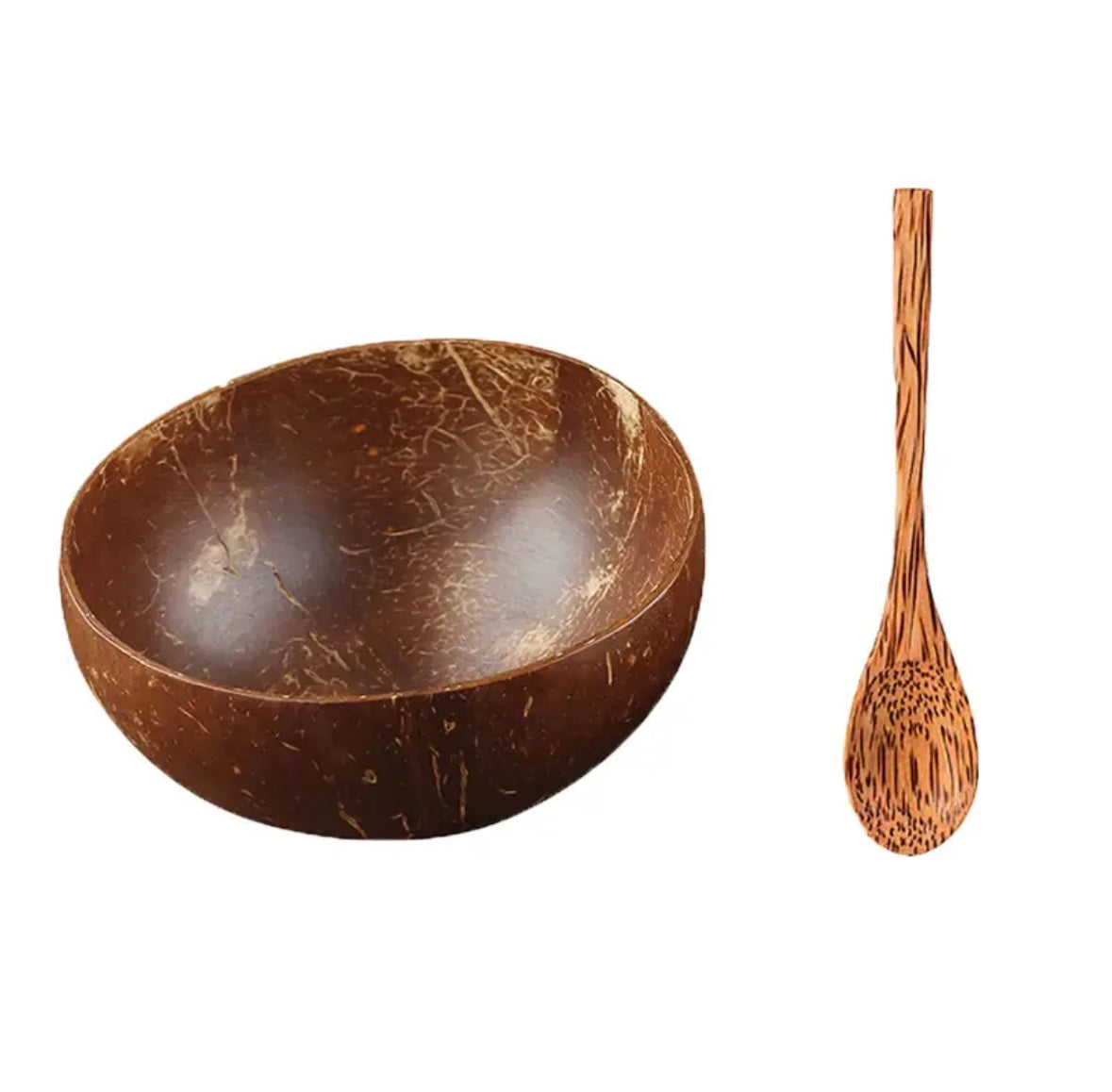 Kokosnuss-Schalen Schüssel mit Holz Löffel