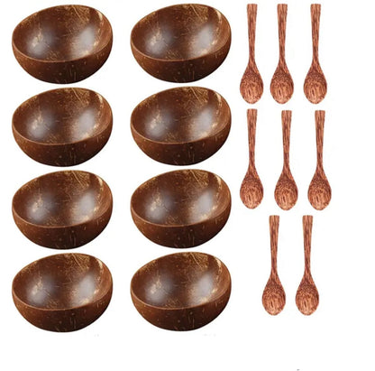 Kokosnuss-Schalen Schüssel mit Holz Löffel