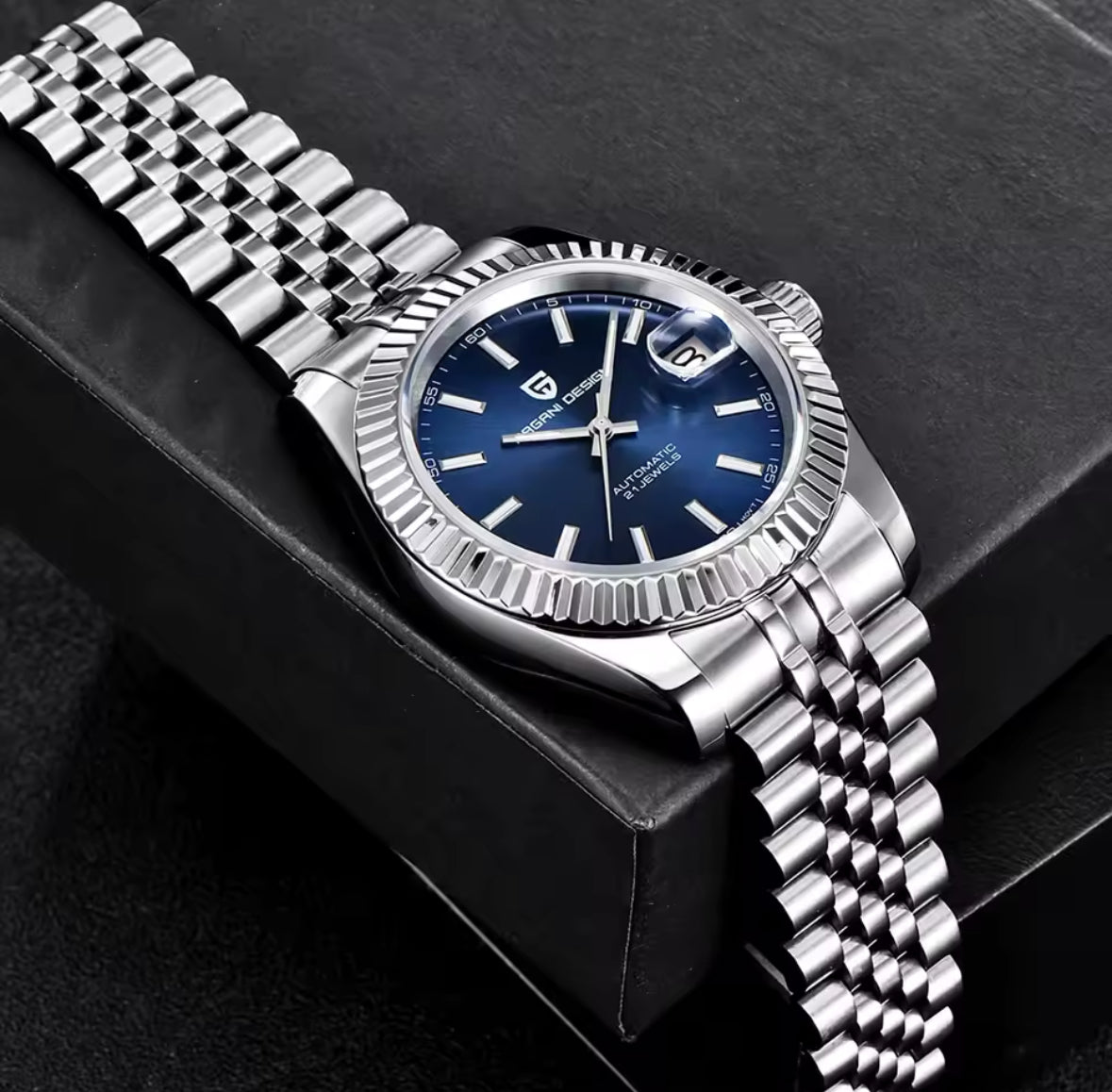 Luxus Edelstahl Automatik Uhr mit Datum
