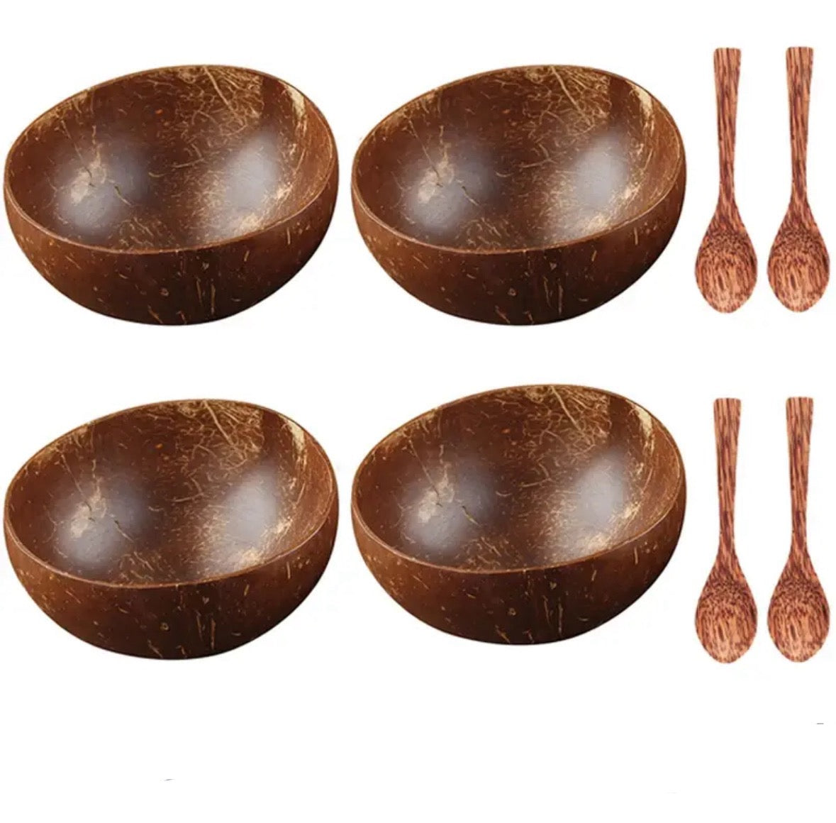 Kokosnuss-Schalen Schüssel mit Holz Löffel