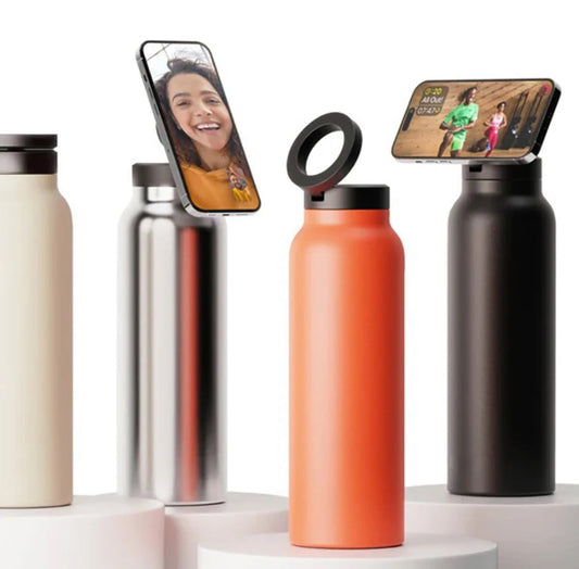 Thermo Flasche mit Handy Halterung