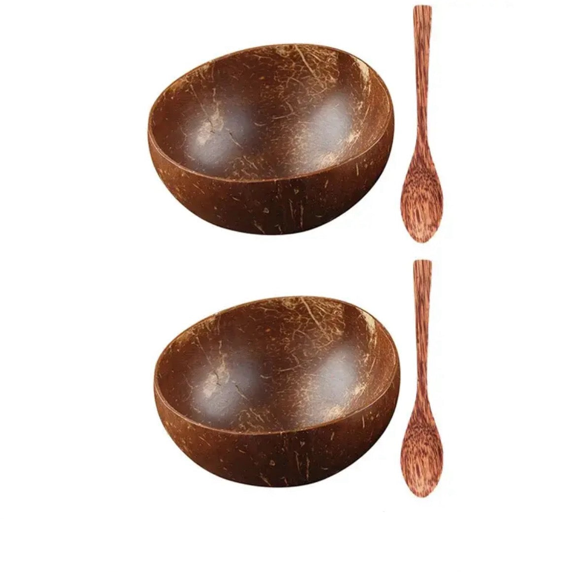Kokosnuss-Schalen Schüssel mit Holz Löffel