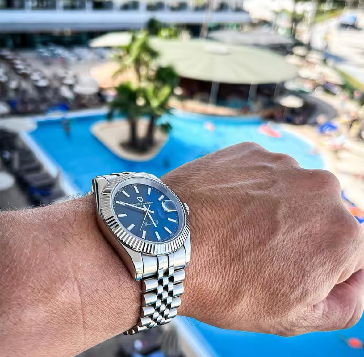 Luxus Edelstahl Automatik Uhr mit Datum