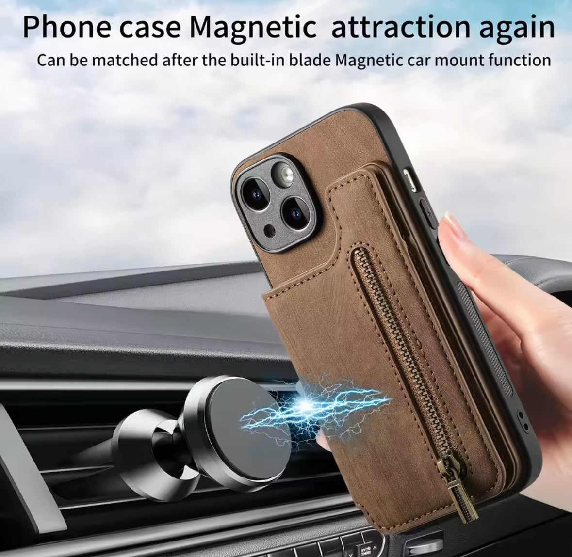 2 in 1 Wildleder iPhone Hülle mit Geldbörse