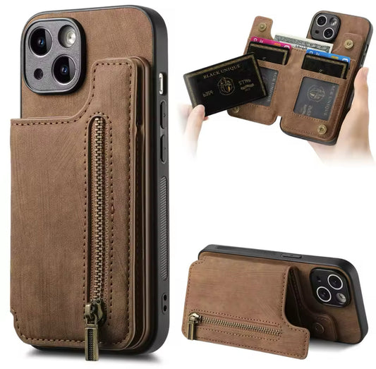 2 in 1 Wildleder iPhone Hülle mit Geldbörse