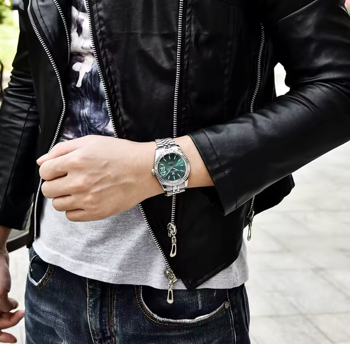 Luxus Edelstahl Automatik Uhr mit Datum