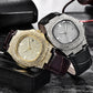 Leder Iced Out Quarz Uhr